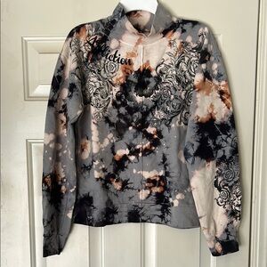 Affliction Tie-Dye Sweatshirt - Gray, Tan and Peach